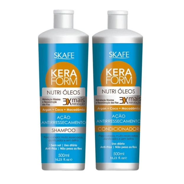 Keraform Nutri Oils Anti Dryness Action Hair Moisturizing Kit 2x500ml - Skafe