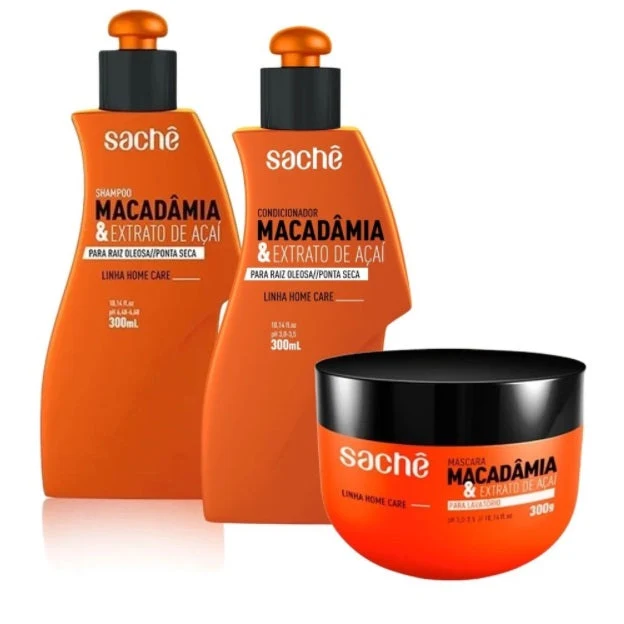 Brazilian Macadamia Acai Açaí Hair Treatment Maintenance Kit 3x300 - Sachê