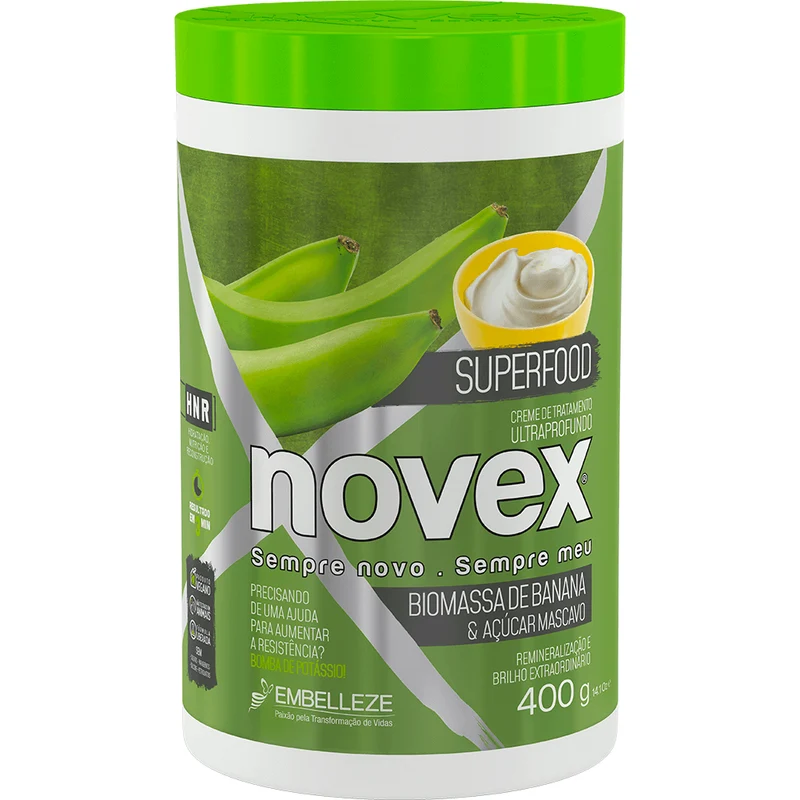 Novex Treatment Cream Superfood Remineralizer Banana Biomass And Maschavo 400g