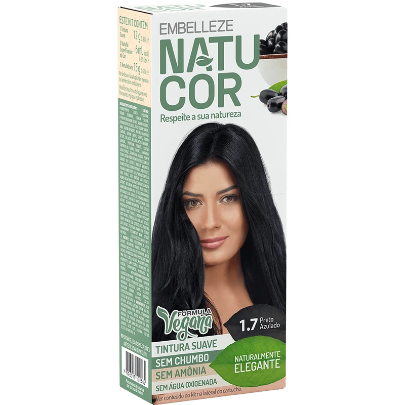 Natucor Hair Dye Naturally Elegant Bluish Black Complete Kit