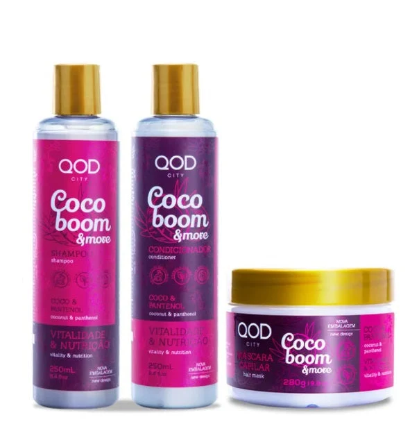 Coco Boom & More Coconut Nourishing Moisturizing Treatment Kit 3 Itens - QOD