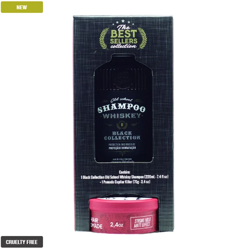 Old School Whiskey Shampoo + Killer Hair Ointment Barber Hair Kit 2 Itens - QOD