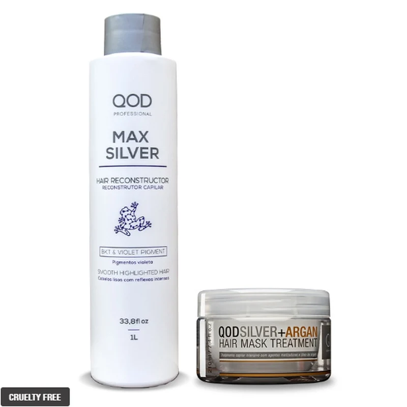 Max Silver + Argan Pro Blond Bleached Keratin Hair Straightening Kit 2 Itens - QOD