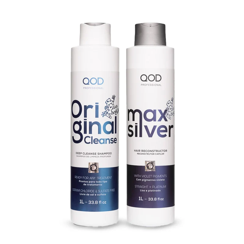 QOD Max Silver Straightening Shine Blond Hair Neutralizing Kit 2x1L - QOD
