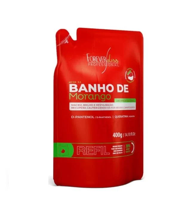 Strawberry Varnish Bath D-Panthenol Keratin Refill Hair Mask 400g - Forever Liss