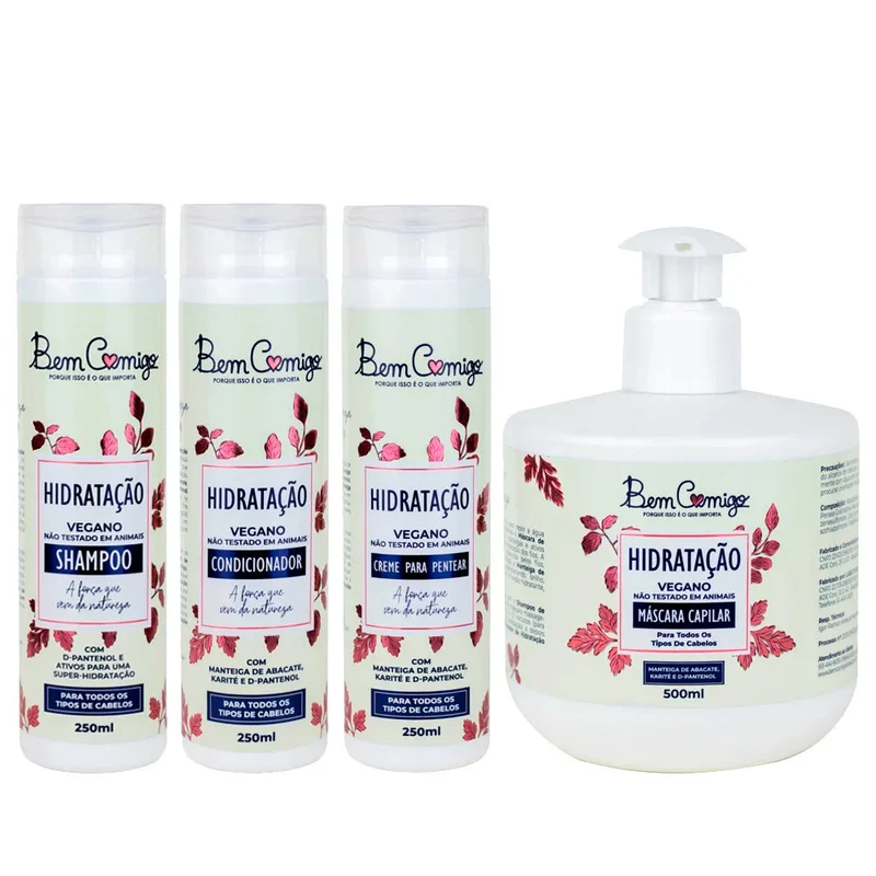 Bem Comigo Moisturizing Hydration Vegan Treatment Kit 4 Itens - Kamaleão Color