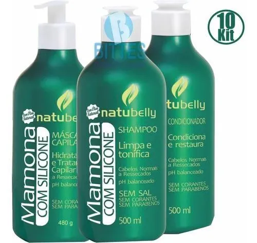 Kit Mamona Com Silicone Natubelly Cosmetics Cream Nutre - Natubelly