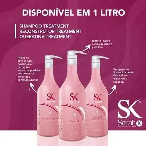 Kit Sarah K Shampoo Reconstructor E Keratina 1litro - Sarah K