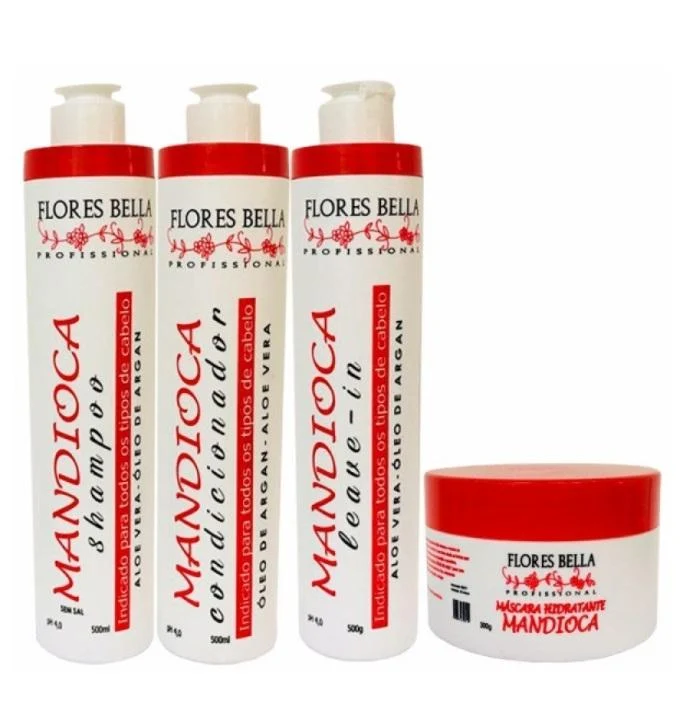 Cassava Manioc Mandioca Argan Aloe Vera Home Care Kit 3 Itens - Flores Bella