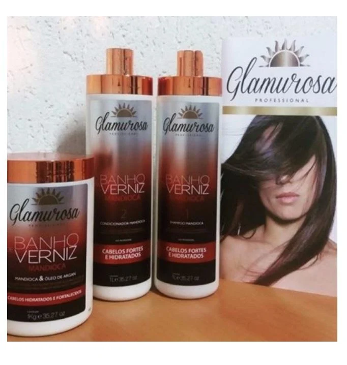 Mandioca Cassava Varnish Bath Home Care Hair Kit 3x1L - Glamurosa Cosmetics