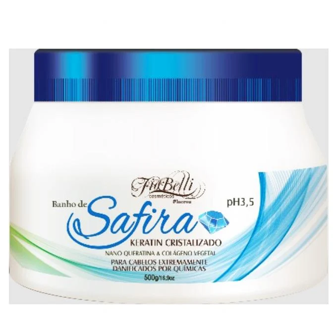 Safira Crystallized Nano Keratin Sapphire Bath Collagen Mask 500g - FioBelli