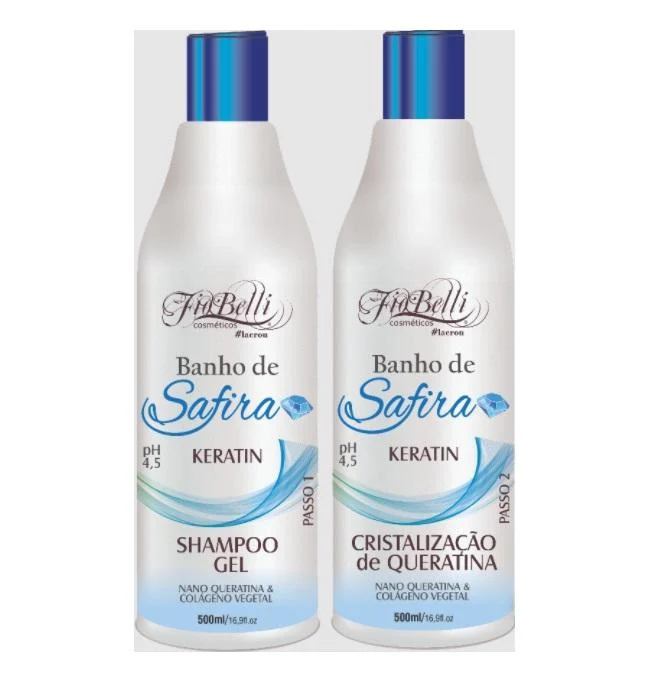 Safira Sapphire Bath Crystallization Keratin Reconstruction Kit 2x500ml - FioBelli