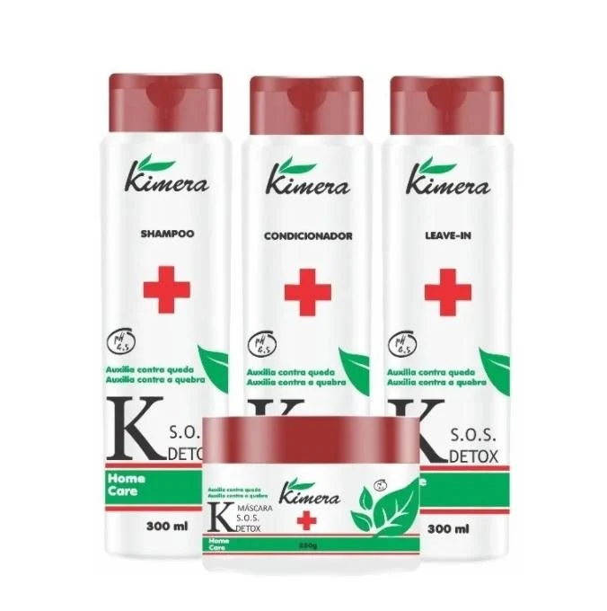 SOS Detox Home Care Anti Hair Fall & Break Maintenance Kit 4 Itens - Kimera