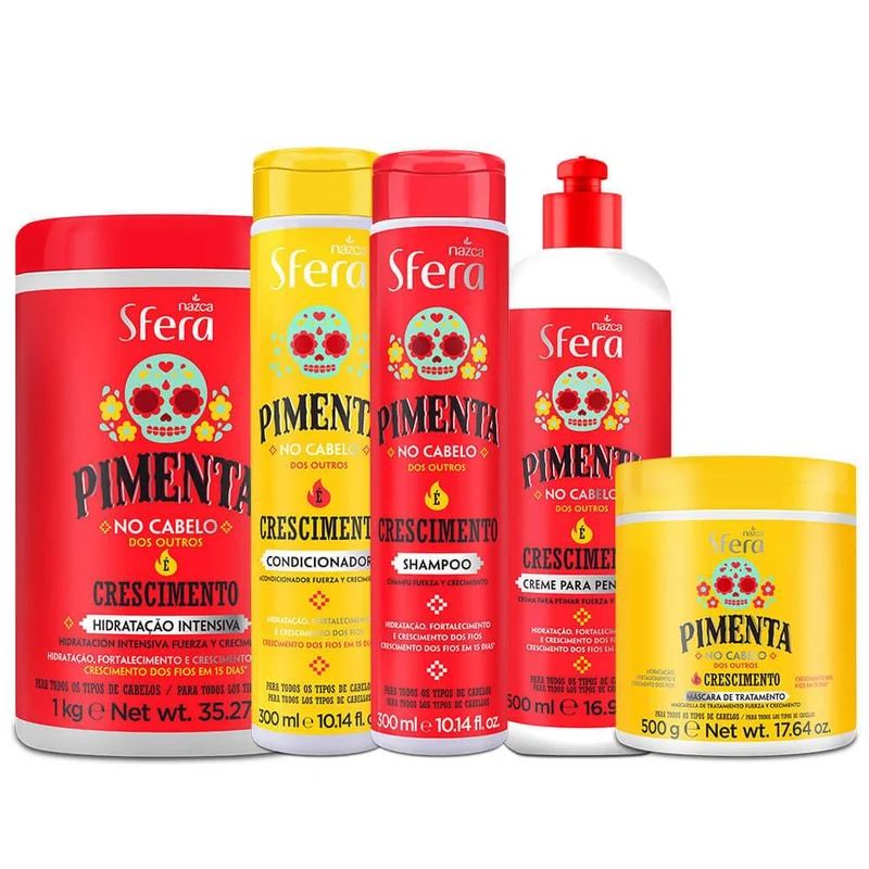 Pimenta Pepper Hair Growth Strength Home Care Treatment Kit 5 Itens - Nazca