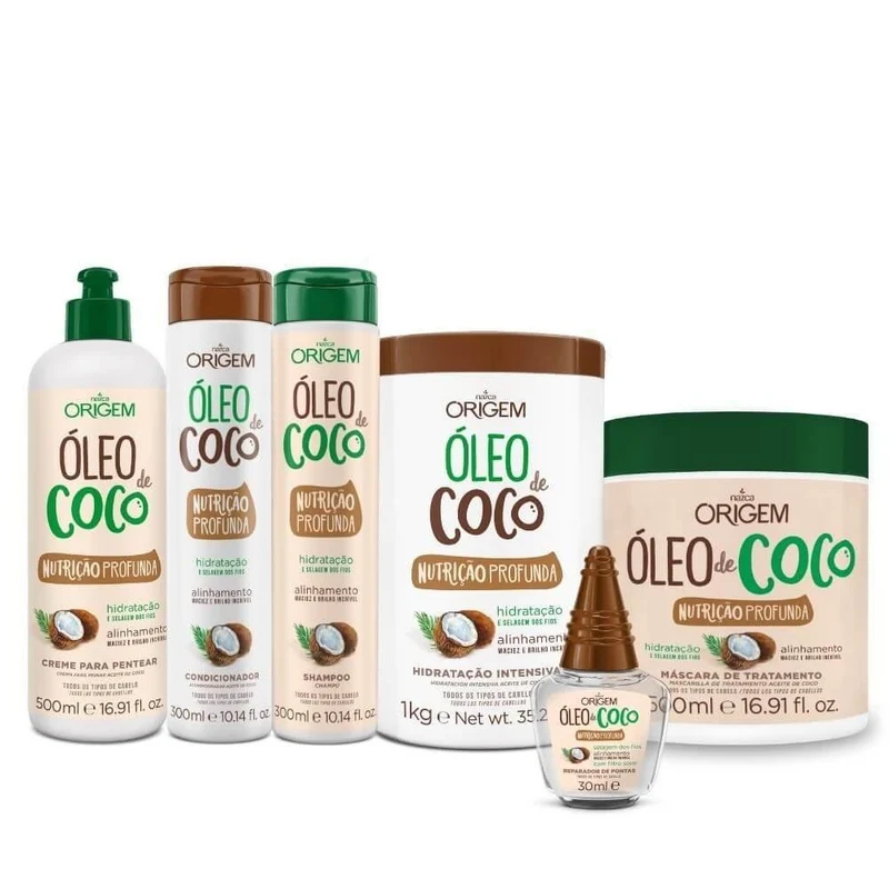 Coconut Oil Max Deep Hair Nourishing Alignment Mpisturizing Kit 6 Itens - Nazca