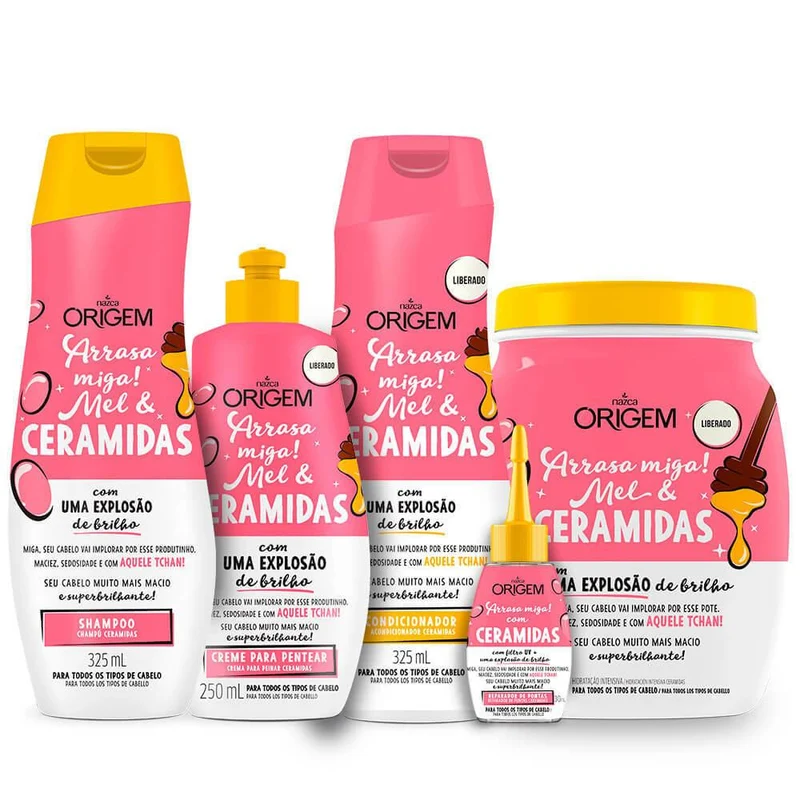 Mel e Ceramidas Honey Ceramides Home Care Shine Treatment Kit 5 Itens - Nazca