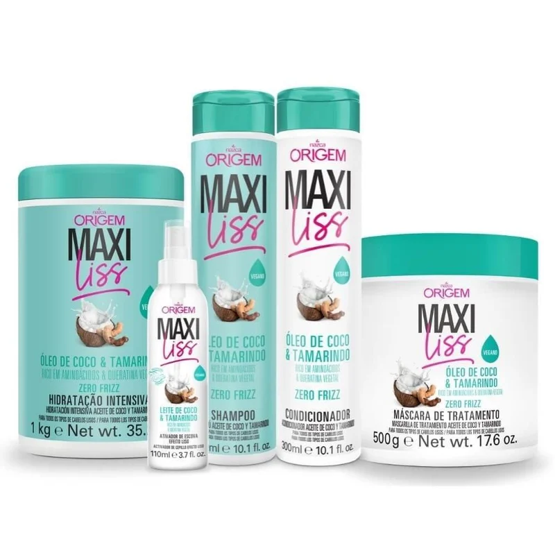 Maxiliss Coconut Oil Tamarindo Origem Anti Frizz Treatment Kit 5 Itens - Nazca