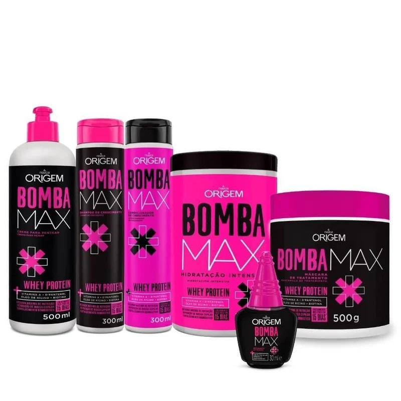 Bomba Max Pump Maintenance Whey Protein Hair Treatment Kit 6 Itens - Nazca