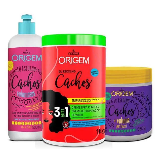 Origem I Choose Curls Eu Escolho Cachos Curly Hair Treatment Kit 3 Itens - Nazca