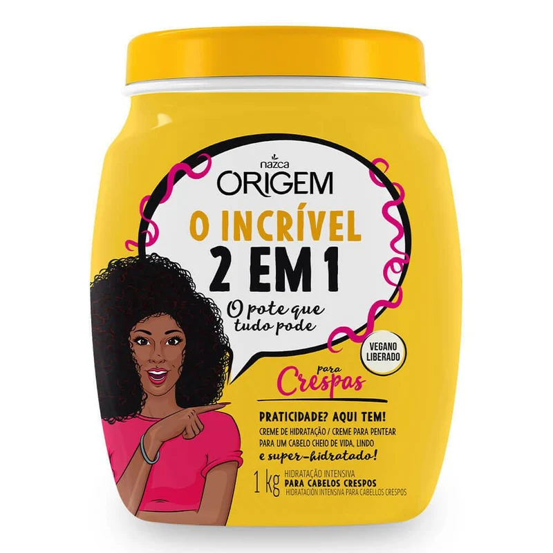 O Incrível 2 em 1 Frizy Hair Moisturizing Conditioning Vegan Cream 1K - Nazca
