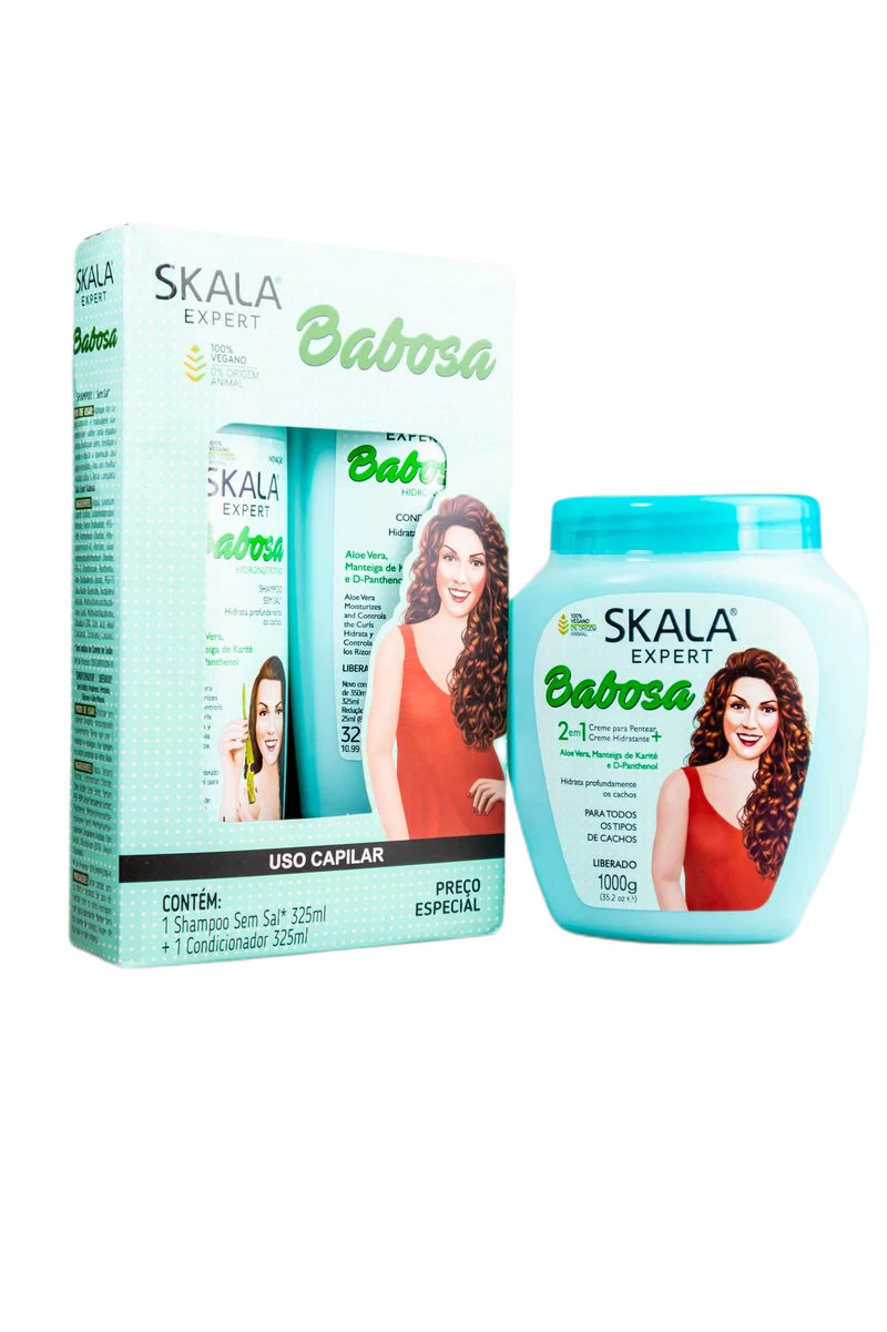 Skala Expert Babosa Aloe Vera Curly Hair Hydration Shine Vegan Kit 3 Products - Skala