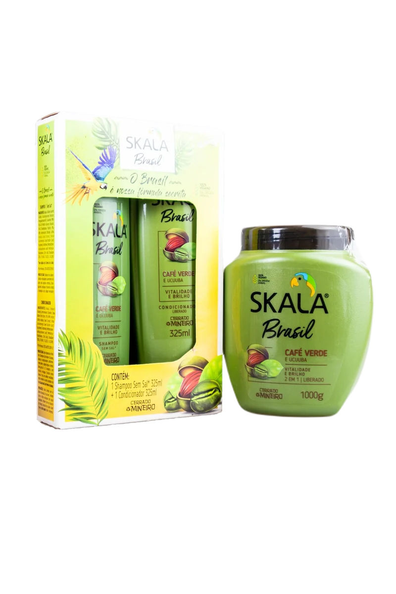 Skala Brasil Cafe Verde Green Coffee & Ucuuba Nutrition Vegan Treatment Kit 3 Products - Skala