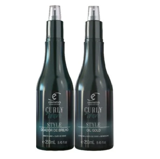 Curly Wave Style Definition Emollience Shine Gold Oil Curls Kit 2x500 - Ecosmetics