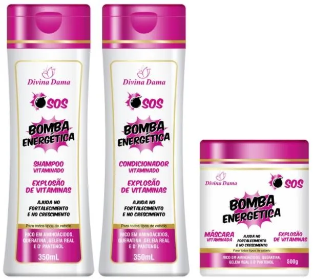SOS Energy Pump Keratin Hair Strengthening Growth Kit 3 Products - Divina Dama