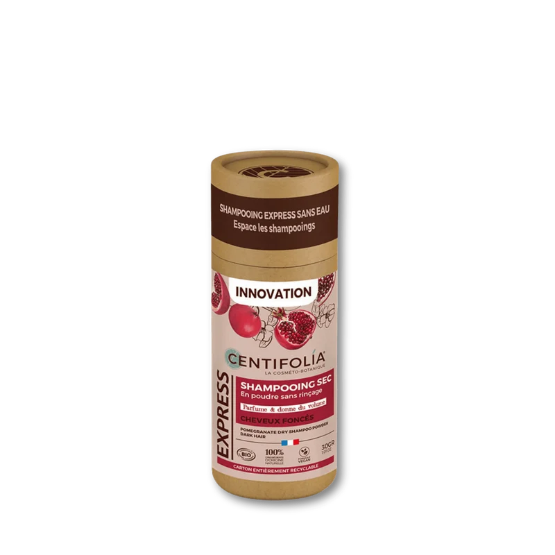 Shampoing sec cheveux foncés grenade