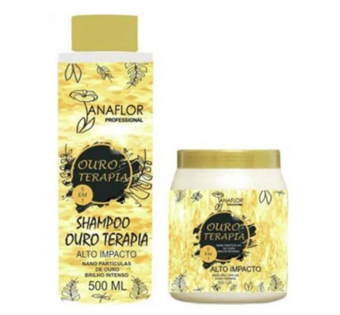 Ouroterapia Gold Bath High Impcact Shine Hair Treatment Kit 2x500 - JanaFlor