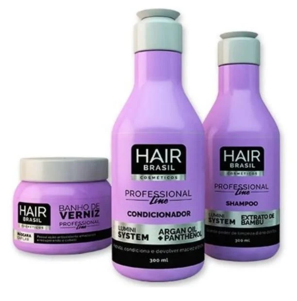 Varnish Bath Lumini System Argan Panthenol Home Care Kit 3 Itens - Hair Brasil