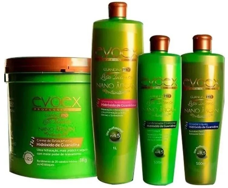 Professional Guanidine Hydroxide Relaxation Nano Argan 4 Itens - Dona Moça