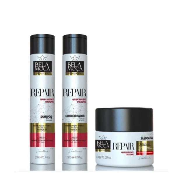 Chemically Treated Hair Maintenance Repair Treatment Kit 3x300 - Bela Moça