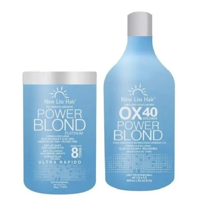 Bleaching Powder + Creamy OX Hair Discoloration Kit 2 Itens - New Liss Hair