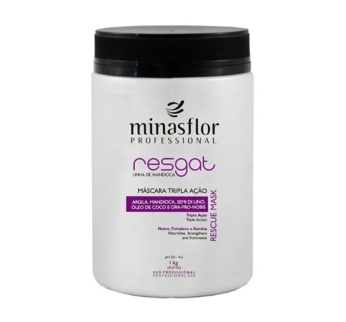Resgat Manioc Cassava Extract Rescue Triple Action Hair Mask 1Kg - Minas Flor