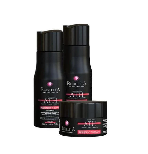 ATH Resistent Therapy Collagen Macadamia Lactic Acid Hair Kit 3 Itens - Rubelita