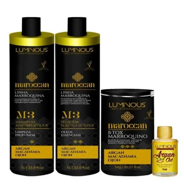 Moroccan Argan Macadamia Ojon Hair Plastic Progressive 4 Itens - Luminous Hair