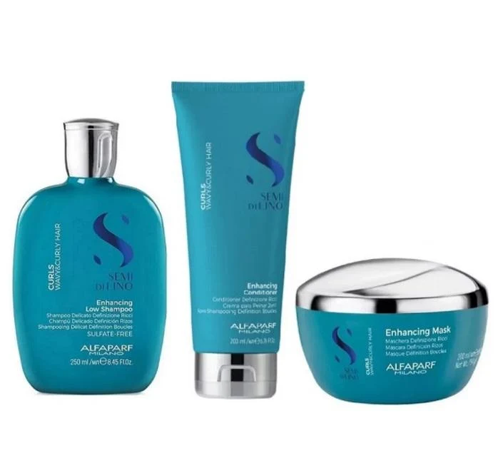 Semi di Lino Curls Enhancing Curly Wavy Maintenance Kit 3 Itens - Alfaparf Milano