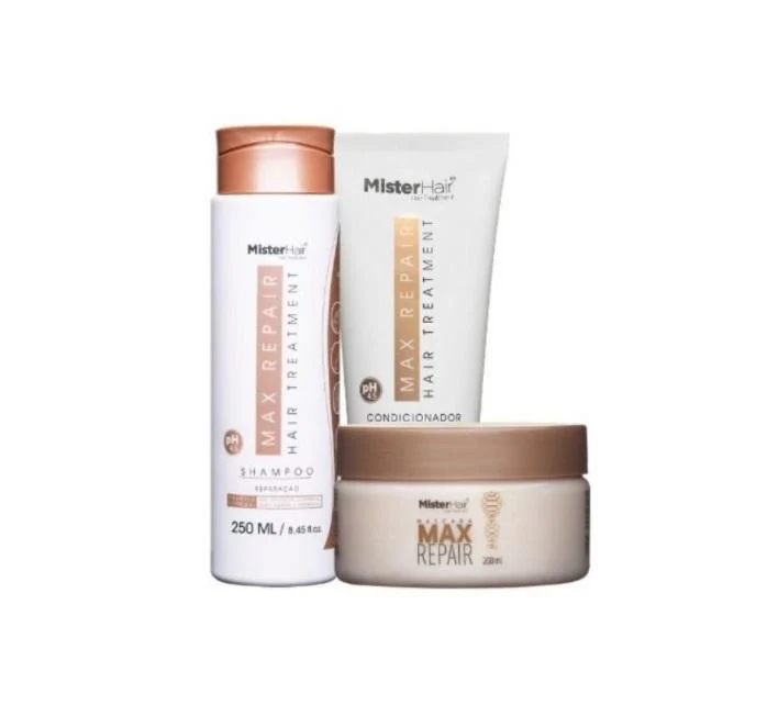 Max Repair Damaged Hair Restore Maintenance Treatment Kit 3 Itens - Mister Hair