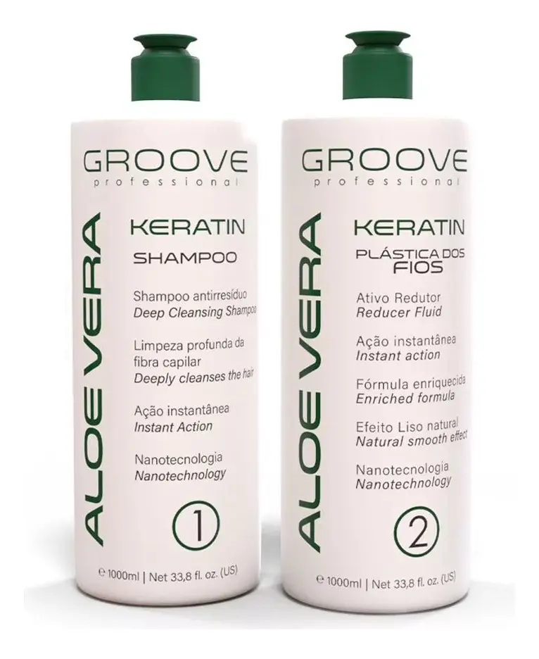 Professional Aloe Vera Keratin Hair Plastic Natural Smooth Kit 2x1000ml - Groove