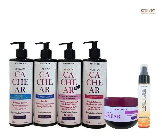 Hora de Cachear 3x1 Continued Hydration Curly Hair Treatment Kit 6 Itens - Kaedo