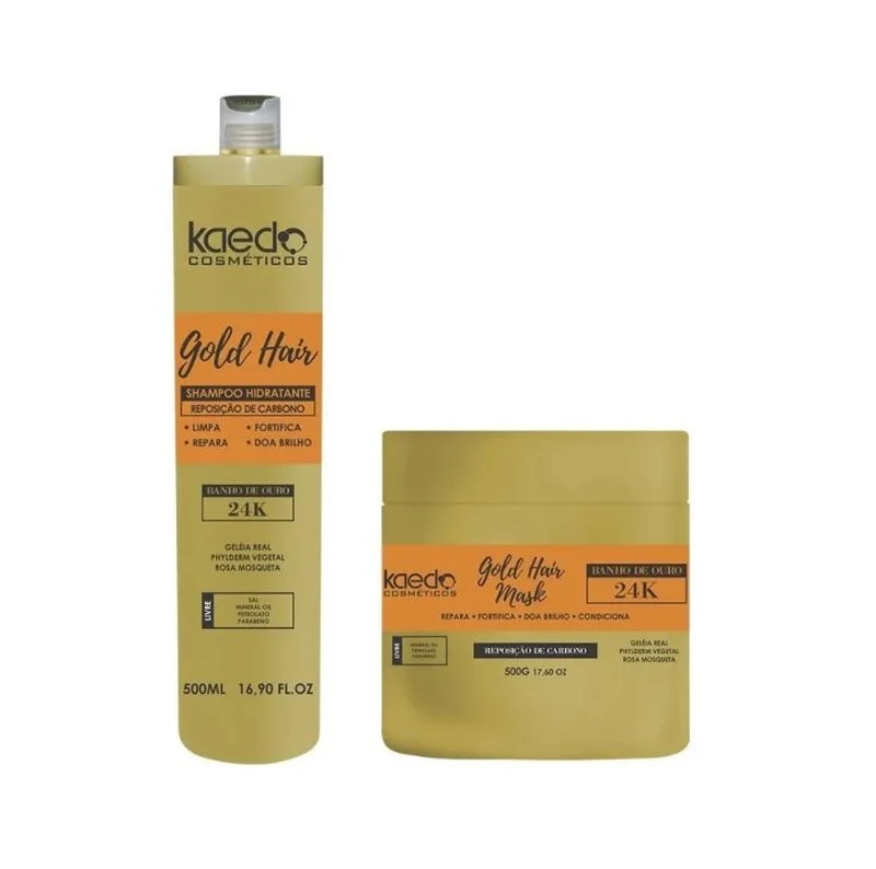 Gold Hair 24K Carbon Replacement Repair Fortifying Treatment Kit 2x500 - Kaedo