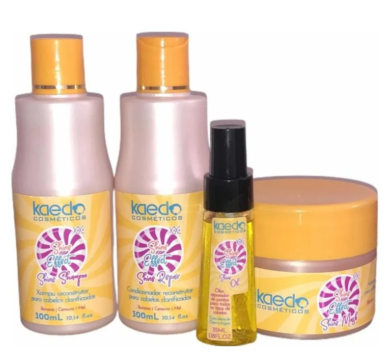Shine Effect Banana Carrot Honey Ojon Argan Reconstruction Kit 4 Itens - Kaedo