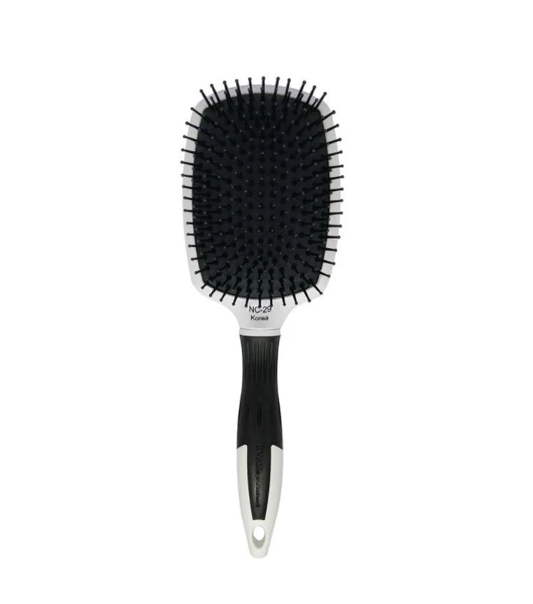 Professional Padded Base Nylon Bristles Racket Hair Combing Brush NC-29 - Evas