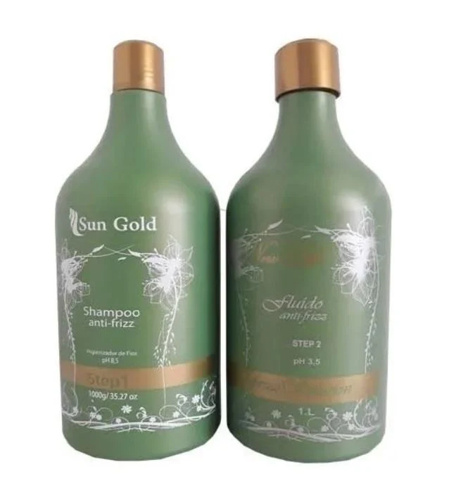 New Life Yarn Plastic Anti Frizz Hair Smoothing Moisturizing Kit 2x1L - Sun Gold