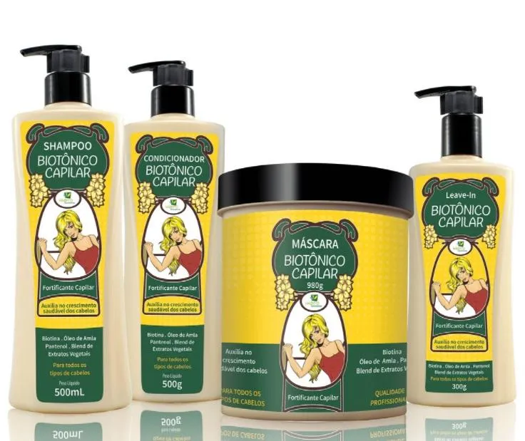 Biotonic Amla Oil Biotin Vegetable Complex Growth Treatment Kit 4 Itens - Hábito