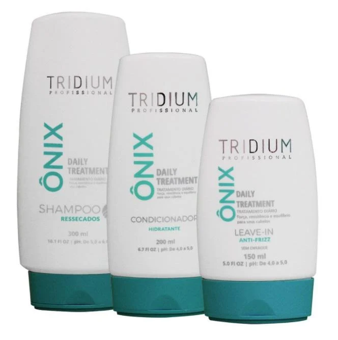 Onix Dry Hair Anti Frizz Moisturizing Maintenance Home Care 3 Itens - Tridium