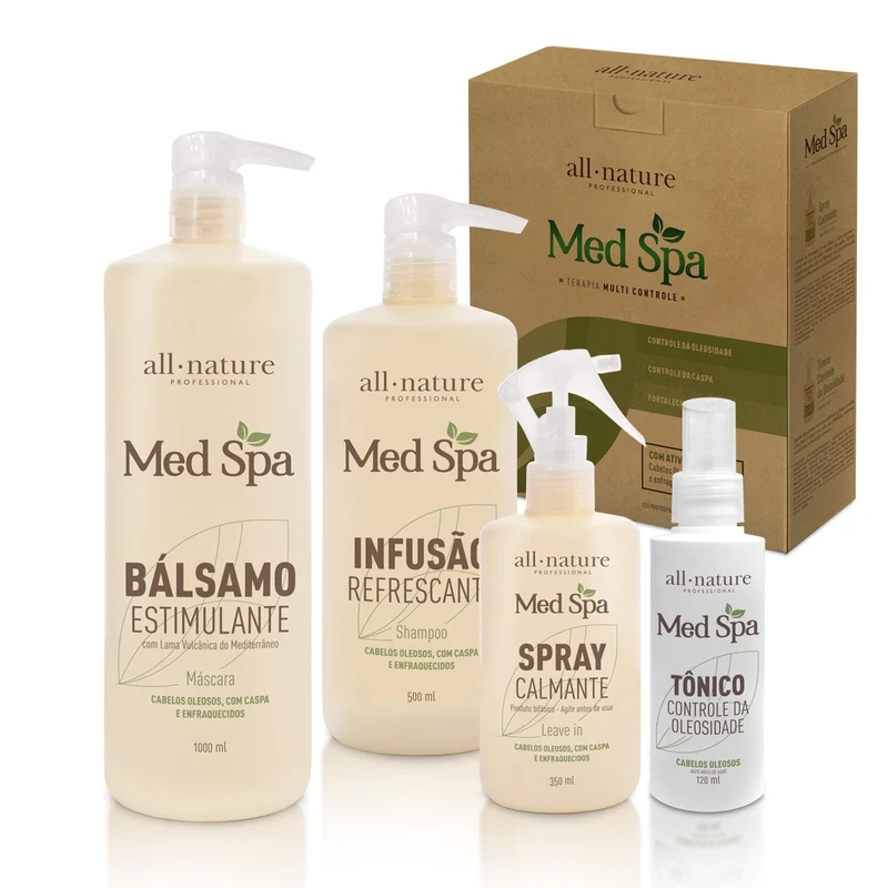 Med Spa Dandruff Combat Oil Control Hair Recovery Kit 4 Products - All Nature