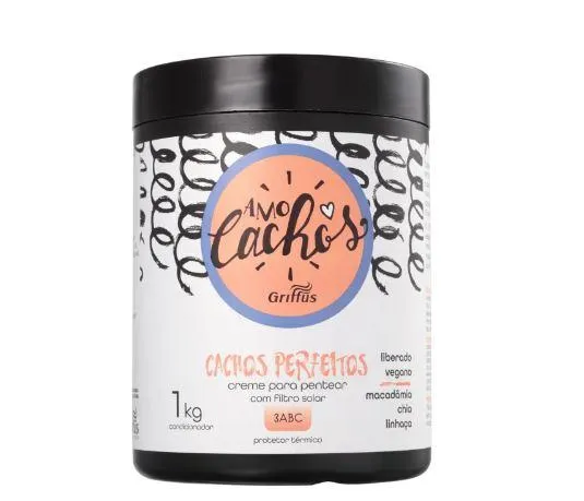 Combing Cream Amo Cachos Perfect Curls Macadamia Chia Flaxseed 1Kg - Griffus