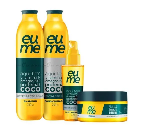 Curly & Wavy Daily Coconut Oil Vimatin E Omegas Treatment Kit 4 Prod. - Eume